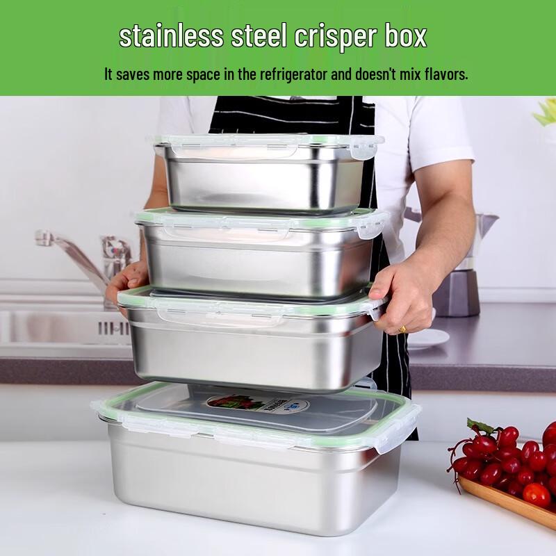 Tianyajing 304 Edelstahl Rechteckiger Lebensmittelaufbewahrungsbehälter