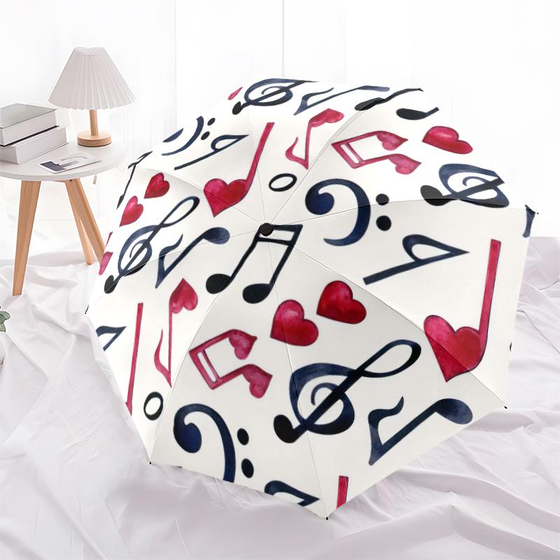 1PC Musical notes Umbrella Portable Folding Umbrella Iron Frame Hole Bone Structure Outdoor Home Umbrella A3