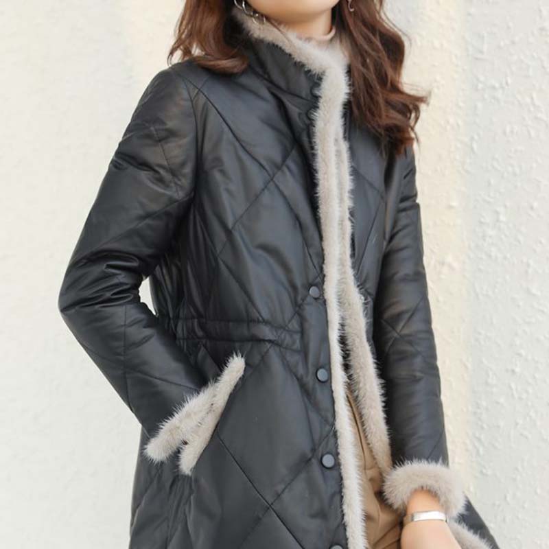 Kåpe for kvinner Fleece Fortykket Plysj Høst Vinter Vindjakke Vanntett Casual Dunjakke