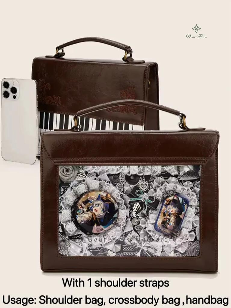 Nueva Bolso de Hombro Piano Vintage Y2k para Mujer Bolso Cruzado Marrón para Niñas Bolsa Ita Transparente Mochila Personalizada Bolsos Estéticos