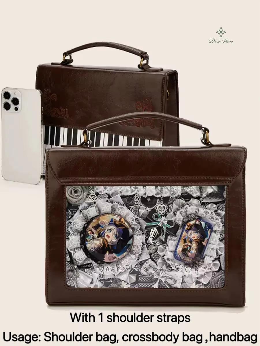 Market-4 Nieuwe Vintage Piano Schoudertas Dames Bruine Crossbody Tas Meisjes Transparante Ita Tas Gepersonaliseerde Rugzak Esthetische Handtassen black