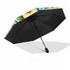 1pc Starfruit Pattern Automatic Opening/Closing Folding Umbrella with 8 Ribs,Windproof Portable Sunshade Umbrella Holiday gift yy260401042