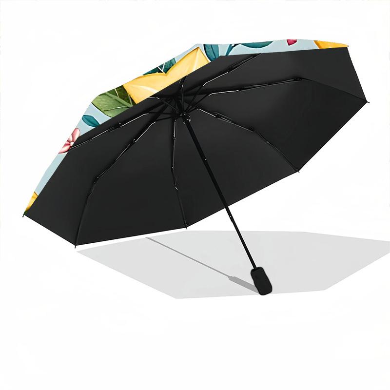1pc Starfruit Pattern Automatic Opening/Closing Folding Umbrella with 8 Ribs,Windproof Portable Sunshade Umbrella Holiday gift yy260401042