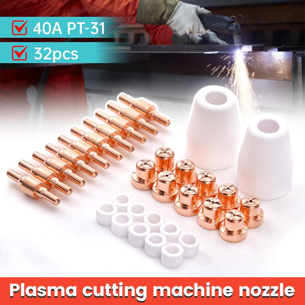 32pcs Plasma Cutter Tip Nozzle and Electrode Set  for  For PT31 LG40 Plasma Cutter Welding Tools