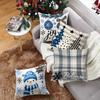 New Blue Christmas Pillow Case Cute Snowman Super Soft Printed Home Sofa Holiday Decoration Pillow Case