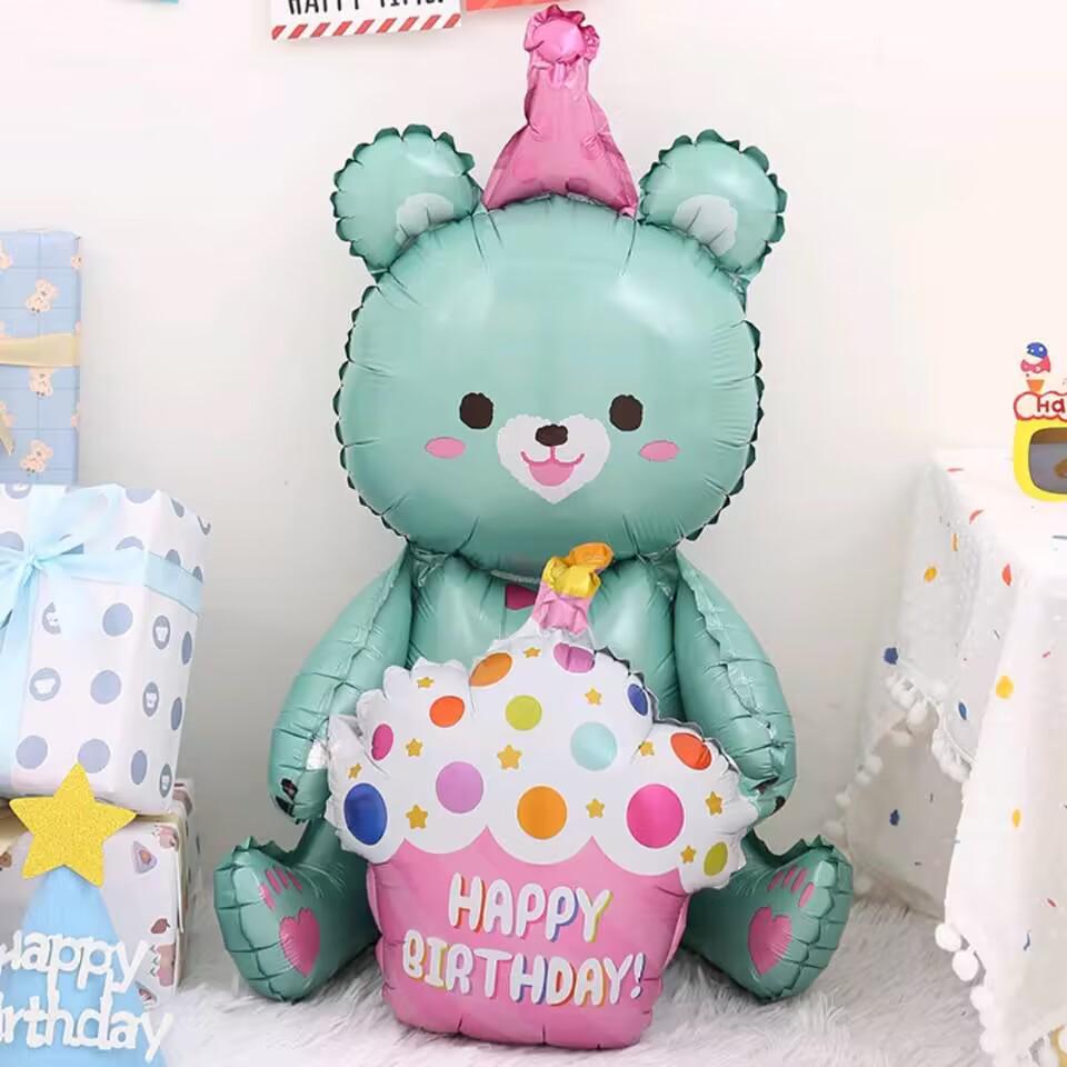 Xiaohongshu Little Bear Cake Decoration Aluminum Foil Balloon for Birthday Party Photos.