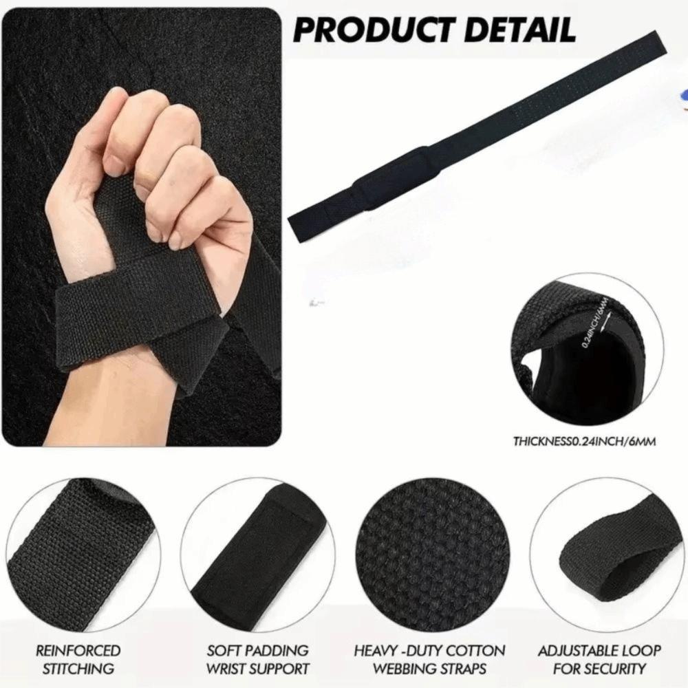 Adjustable Weightlifting Wrist Straps Non-slip Added Friction Strength Training Straps Comfortable Padded Sports Grip Band