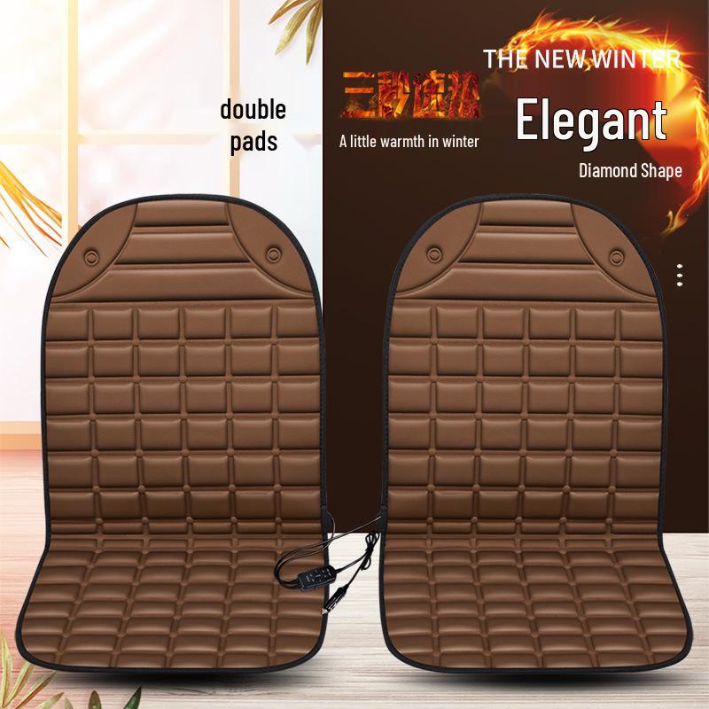 Plaid Heated Car Seat Cushion for All Seasons - Single Seat Interior Accessory.