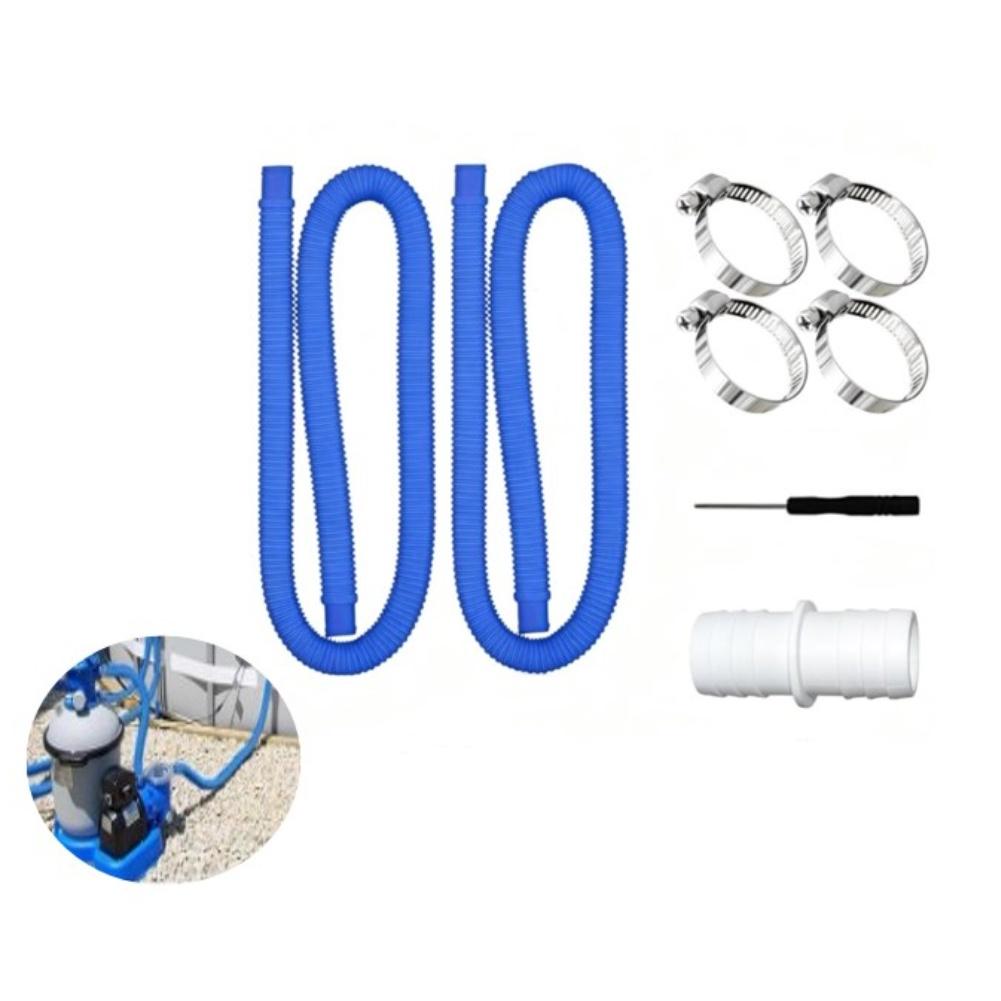 Deux tuyaux de piscine flexibles de 1,5 m avec pinces métalliques pour pompes de piscine de 300/330/530/1000 gallons Tuyau de remplacement pour pompe de piscine hors-sol