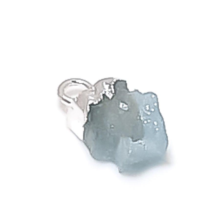 Aquamarine Rough Gemstone 925 Sterling Silver Jewelry Pendant 0.59" S1K26