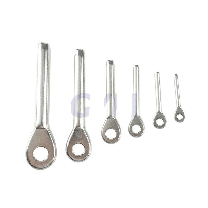 Stainless Steel 304 or 316 Wire Rope Fitting Hardware 3/4/5/6/8/10mm Swage Eye Terminal Cable Railing Tensioner