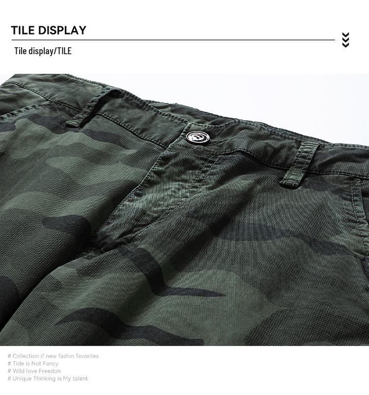 Men's Retro Camouflage Elastic Cuff Multi-Pocket Overalls