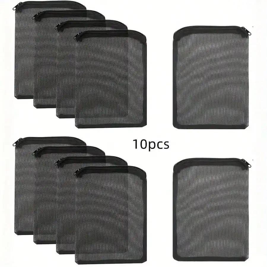 

10pcs Black Mesh Filter Bags with Zippers for Aquarium Filtration Media Durable Breathable Keep Materials Organized 5.91 7.87inch