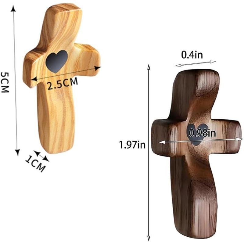 Handcrafted Wooden Cross My Heart, Wooden Cross Fidget, Wood Pocket Cross, Pocket Crosses In Bulk, Handheld Wooden Cross, Stress Relief Pocket Cross