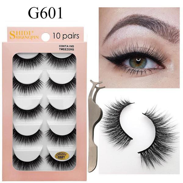 10 Pairs/set Mink False Eyelashes Set Natural False Eyelashes Fake Lashes Long Makeup Reusable Extension Eyelashes for Beauty