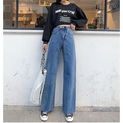 Jeans a vita alta da donna jeans dritti a gamba larga da donna alla moda da donna jeans Boyfriend strappati jeans da donna
