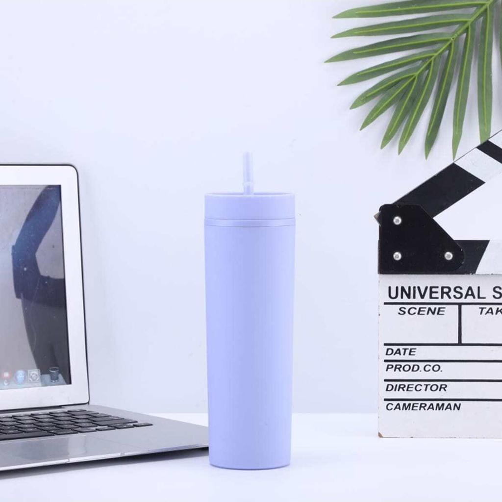 1PC- Tumbler Straws Cup With Lids Drinkware Fruit Juice Bottle Double Wall Plastic Cups Gift for Festival Party