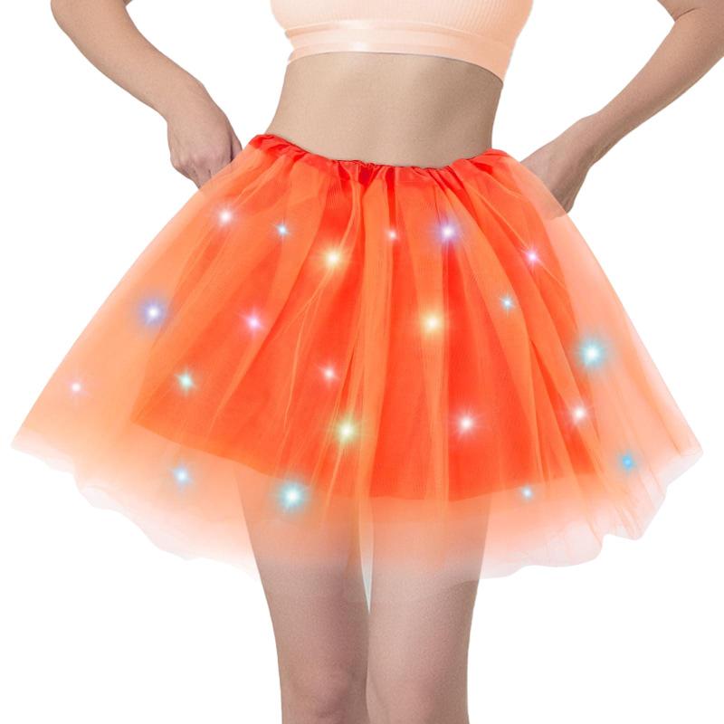 Rainbow Light-up Skirt Glowing Puff Skirt Angel Fairy Princess and Elf Short Skirt Magic Set Tulle Skirt Fluffy Layered Tulle Tutu Skirt