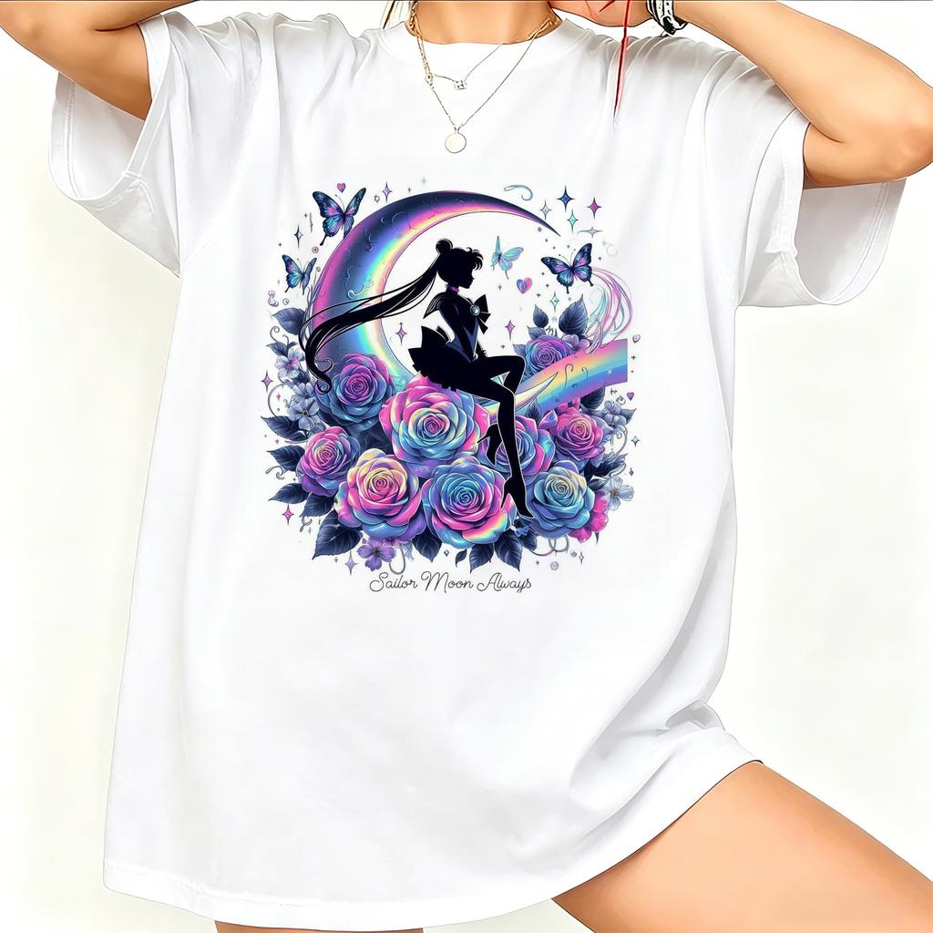 Sailor Moon Retro 90s Anime Graphic T Shirt Summer Cotton Unisex Unisex Tee Streetwear Casual Trend Short Sleeve Couple Hip Hop Top