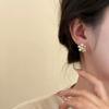 Korea Luxury Shiny Micro-inlaid Zircon Imitation Pearl Flower Ball Stud Earrings for Women Vintage Temperament Jewelry Accessory