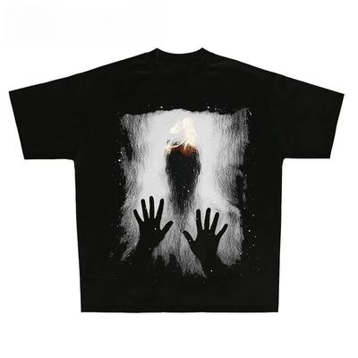 Autumn and Winter Heavyweight New Retro Style Printed T-shirt for Men and Women Cotton Round Neck Fashionable Breathable T-shirt