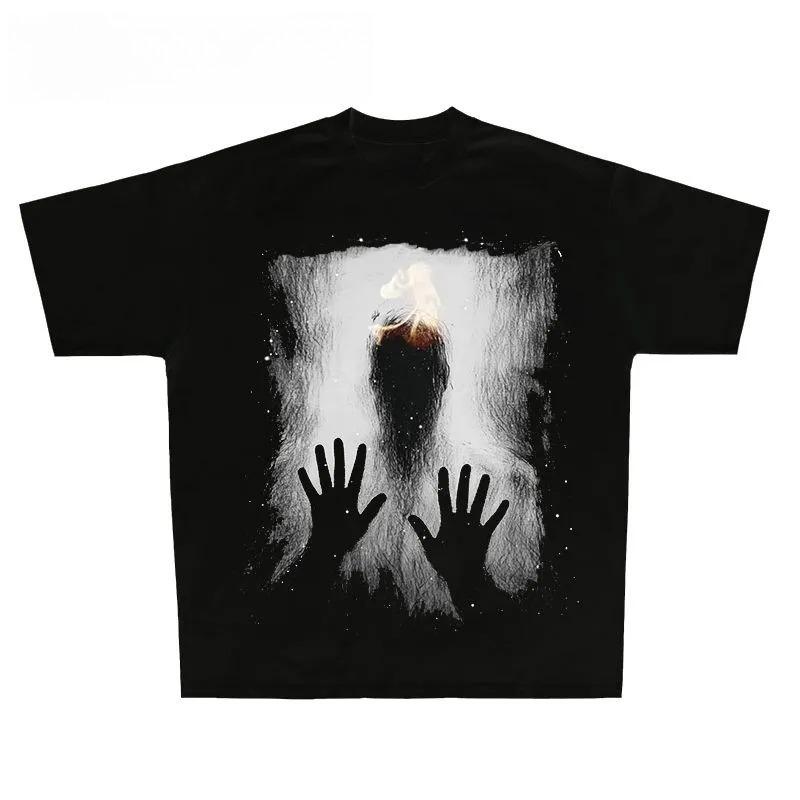 

Autumn and Winter Heavyweight New Retro Style Printed T-shirt for Men and Women Cotton Round Neck Fashionable Breathable T-shirt S