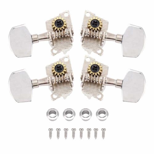 Alomejor Electric Guitar Tuning Pegs, 4-String, Ukulele Tuning Pegs, Machine Heads, Stable & Portable, Lightweight, Easy to Carry, Peg Key, Replacemen