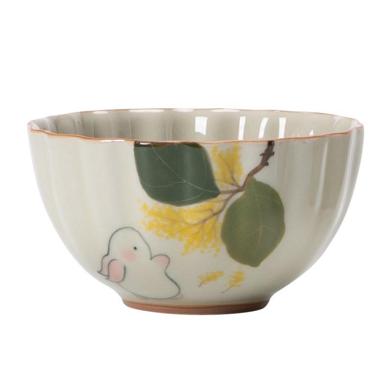 Hand-painted Cute Rabbit Tea Cup Japanese Ceramic Teacups Porcelain Household Chinese Kung Fu Teaware Master Mugs Tea Ceremony