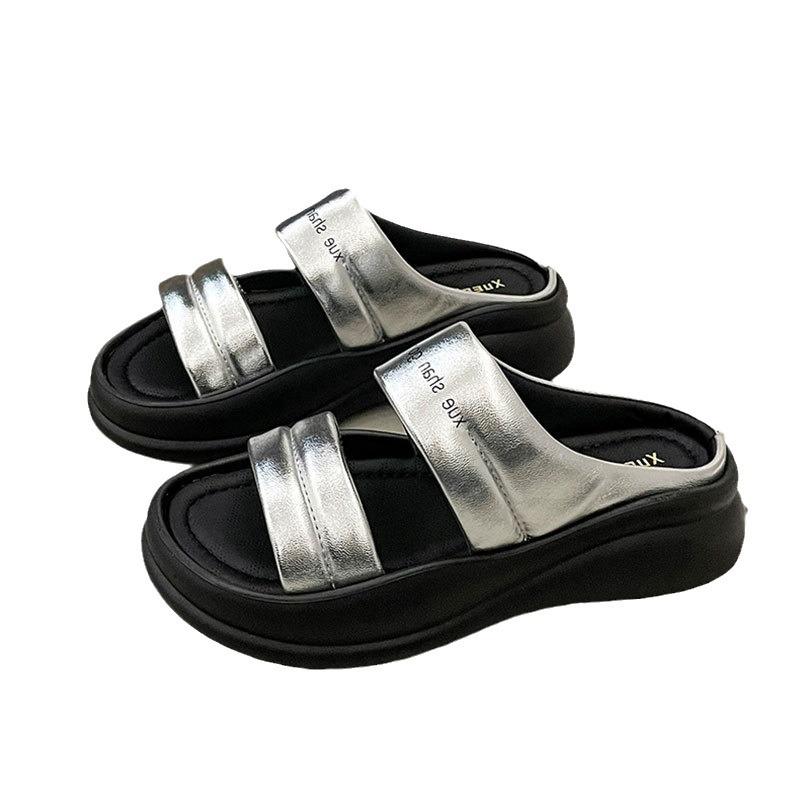 Thick-bottomed Cool Slippers Women's Fashion 2025 New Summer Casual Versatile Beach Flip-flops