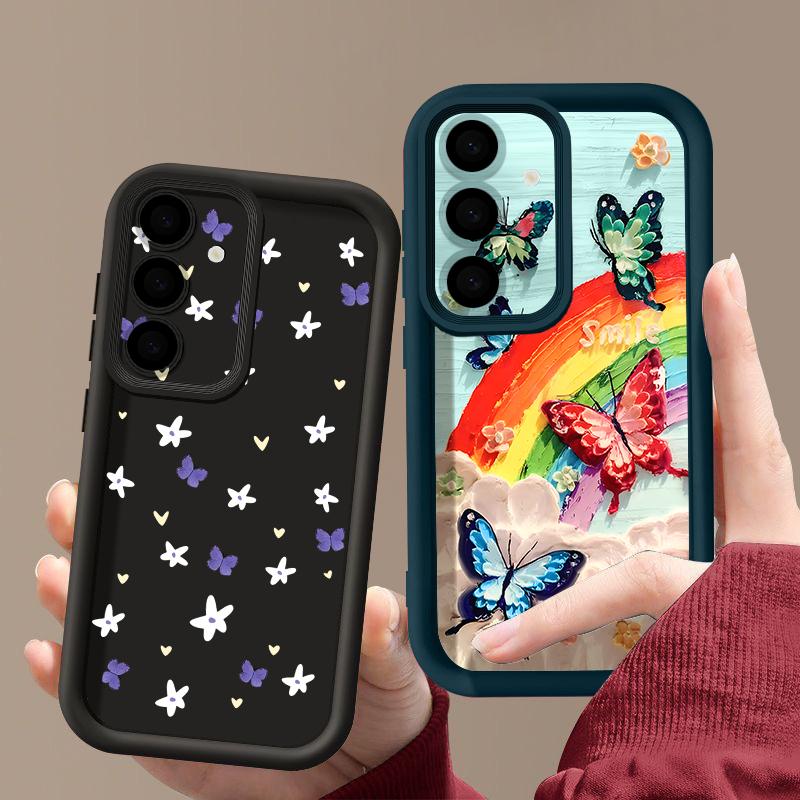 Colorful Butterfly Print Case For Samsung A57 A37 A27 A17 S26 Ultra S25 FE A56 A36 A26 A16 A55 A35 A25 A54 5G S21 S22 S23 S24 Plus Shockproof Cover