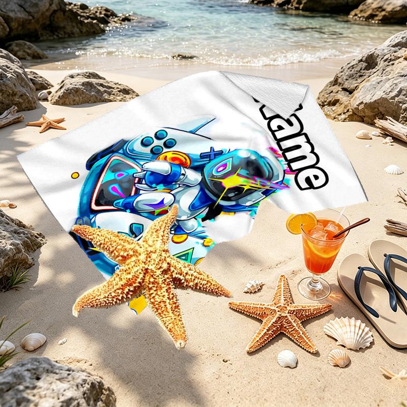 Custom Name Personalized Cosmic Bot Crew Print Beach Towel, for Trip Camping Beach Party Home Decor, Birthday Gift for Family & Friends
