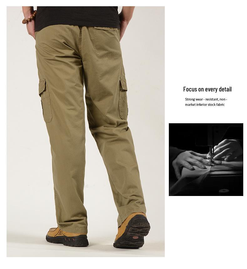 2020 Men's Pure Cotton Straight Leg Casual Pants - Spring/Summer Style, Middle-Aged Plus Size Loose Fit