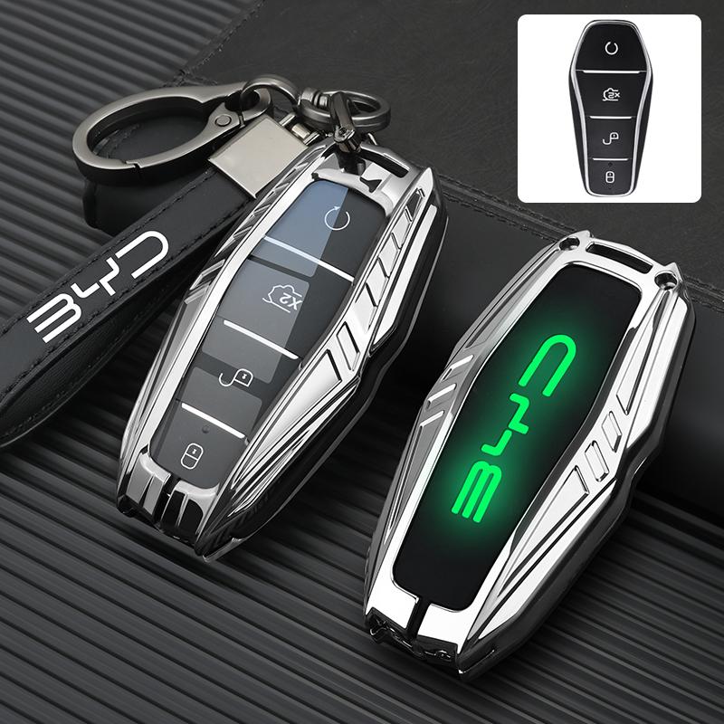 Car Zinc Alloy Leather Key Case Cover For BYD Atto 3 Han EV Dolphin Lied Tang Dm Qin PLUS Song Pro MAX Yuan Keychain Accessories