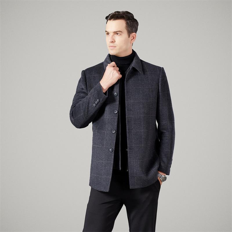 

Осенне-зимняя мужская двусторонняя кашемировая шерстяная ветровка пальто для среднего и пожилого возраста шерстяной пуховик папин наряд 195