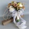 Artificial Flower Wedding Bouquet for Bride Bridesmaid Elegant Silk Flower Champagne Bridal Bouquet for Formal Occasion