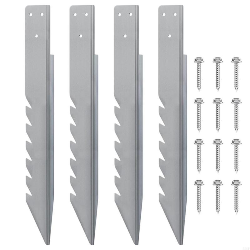 55KF 4Pcs Fence Post Anchors Ground Spikes Wooden Post Anchors Ground Spikes Swing Fixings Windproof Rainproof Swing Ground