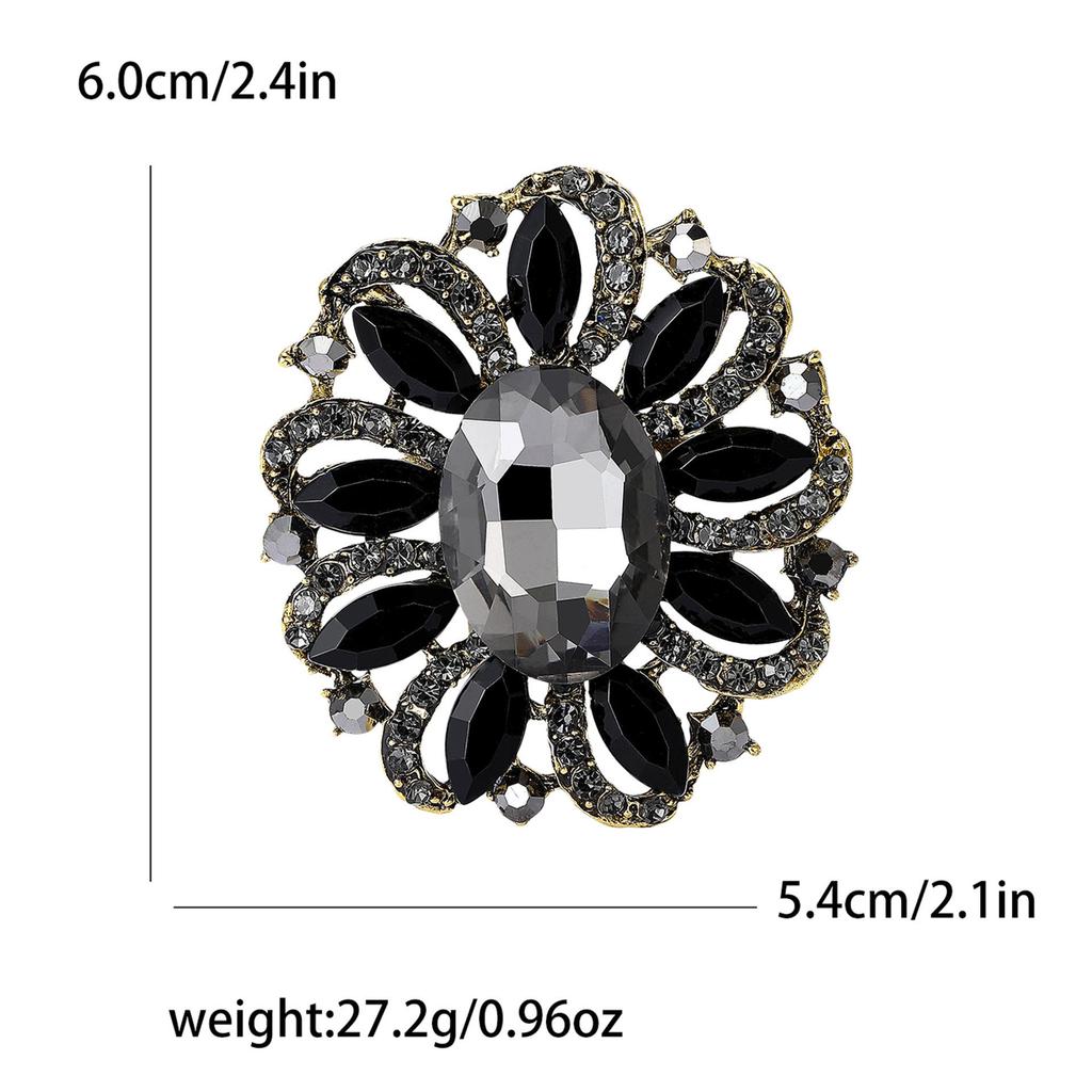 Korean Style Rhinestone Glass Brooch: Medium-Sized, Versatile & Exquisite Women's Pin