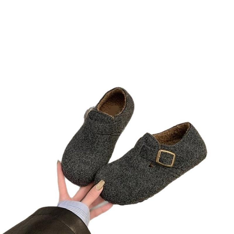 Women's Fleece Warm Flat Shoes Are Bestsellers. Lazy People Can Wear Cotton Shoes on One Foot