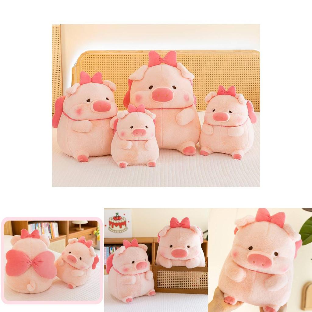 Adorable Pink Pig Plush Toy With Bow Perfect For Birthday Gifts And Collectibles