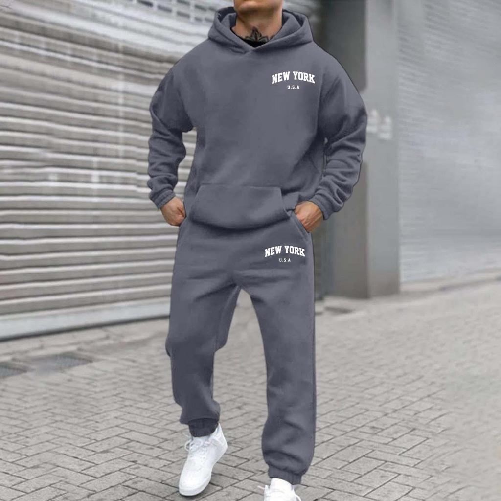 Trendy Men's and Women's Plus Velvet Streetwear Hoodie Set