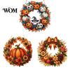Decorative Holiday Accent Fall Pumpkin Sunflower Wreath Hanging Decor, Acrylic Hand Painted Transparent Pattern Ornament Window Ornament, Thanksgiving
