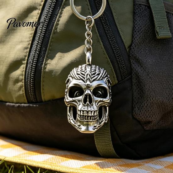 Compact Hanging Accessory 3D Printed Skull Keychain, Detailed Skeleton Key Ring Pendant for Carving Bag Backpack, Spooky Cool Accessory, Halloween