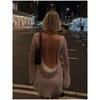 European and American new party sequin dress casual fashion hip-wrapped women's long-sleeved backless dress