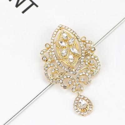 Goldfarbener Kristall Braut Hochzeitsschmuck Braune Brosche Blumenart Schmuck