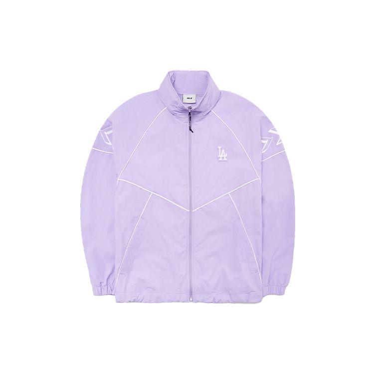 MLB Contrast Color Zipper Stand Collar Jacket Unisex Jackets Purple 3AWJS0221-07LDL