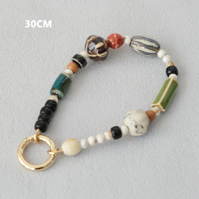 New Phone Accessory Wooden Chain Boutique Beaded Luxury Phone Case Chains Acrylic Handle Lanyard Cell Mobile Patch Charm Strap