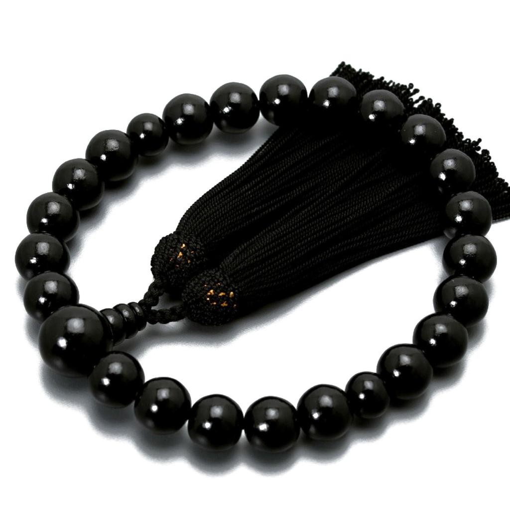 Men's Buddhist Prayer Beads, Ebony, 22 Beads, Silk Tassel, Suitable for All Sects, Informal Funerals, Buddhist Altars, Mourning Apparel, Wakes, Grave