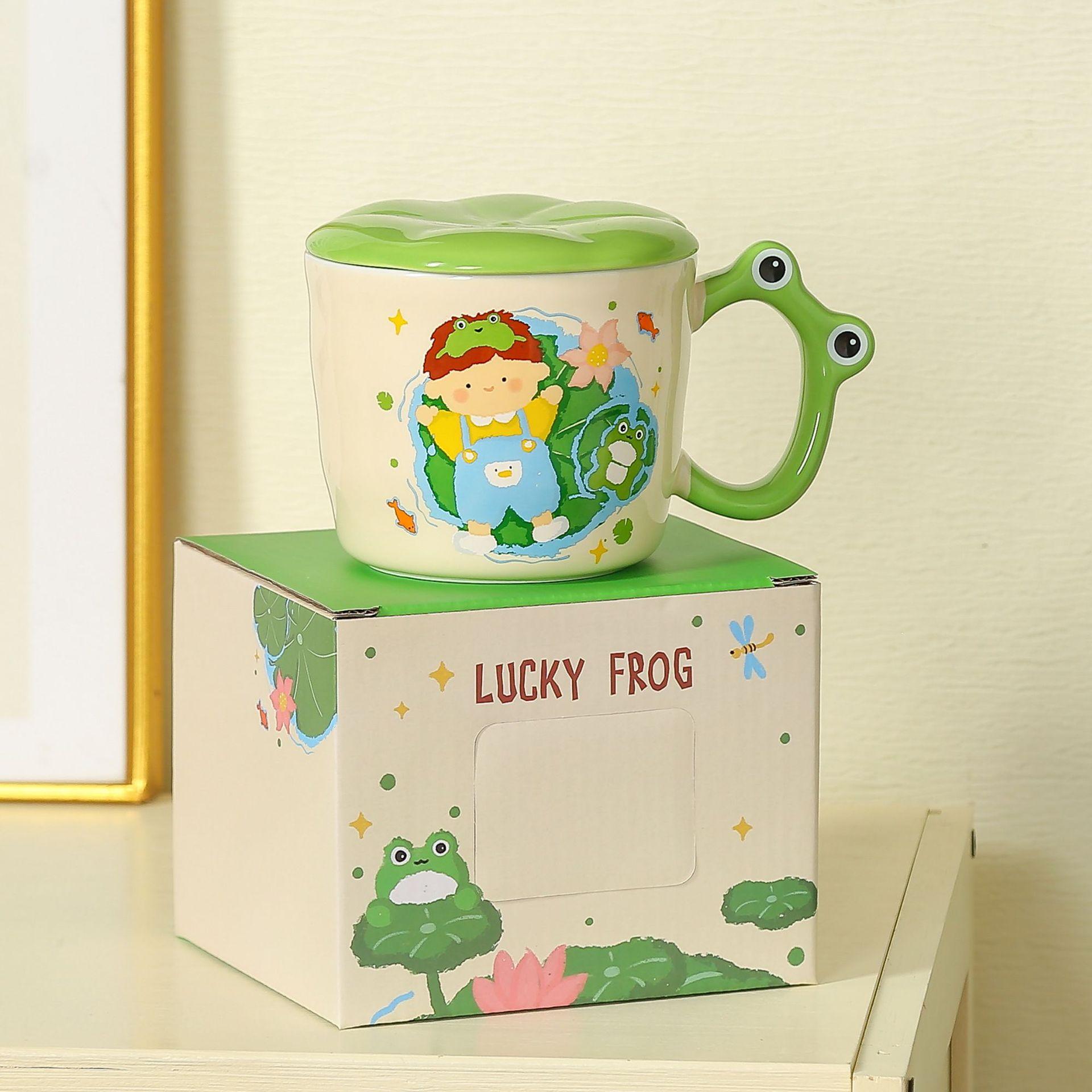 

Пара Мультяшная Керамическая Кружка с Крышкой и Ложкой Чашка Девушка Высококачественная Для Дома Офиса Завтрака Чашка для Воды Кофейная Кружка 401-500ml