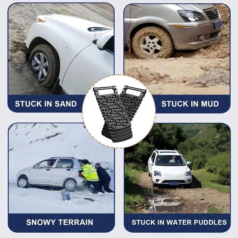 Traction Boards Ramp Ladder Car Tire Traction Mat 1/2 Pcs Anti Slip Crampons Quick Rescue Tool for Snow Ice Mud Sand
