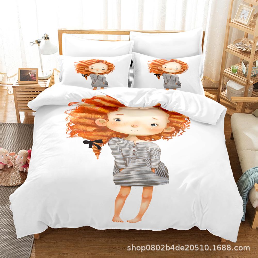 Sample Digital Printed Sheet Bed Quilt Bedding Home Textiles Cartoon Three-Piece Set